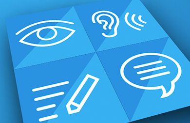 Die vier Icons des digitalen TestDaF