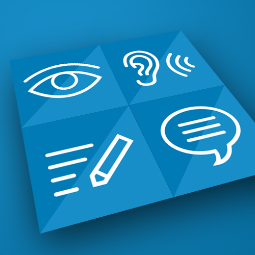 Ansicht der vier Icons des digitalen TestDaF